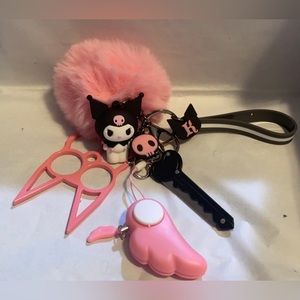 Kawaii Sanrio Plushie Bat Girl Anime Safety Keychain